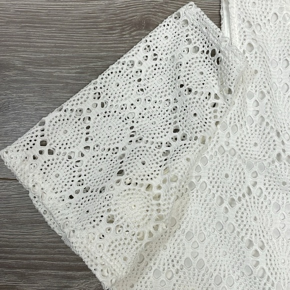 NWT Nine West Short Sleeve Cold Shoulder Crochet Lace Blouse L - Picture 10 of 15